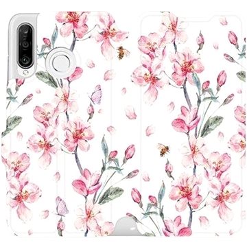 Flipové pouzdro na mobil Huawei P30 Lite - M124S Růžové květy (5903226896936)
