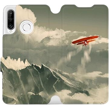 Flipové pouzdro na mobil Huawei P30 Lite - MA03P Oranžové letadlo v horách (5903226897070)