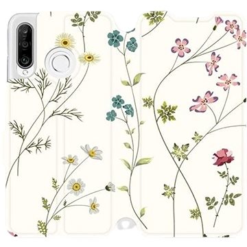 Flipové pouzdro na mobil Huawei P30 Lite - MD03S Tenké rostlinky s květy (5903226897216)