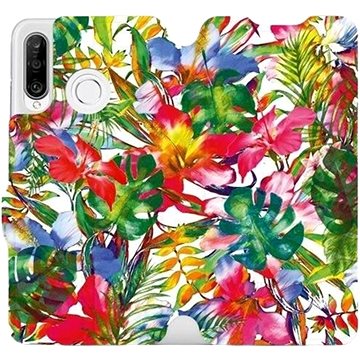 Flipové pouzdro na mobil Huawei P30 Lite - MG07S Pestrobarevné květy a listy (5903226897629)