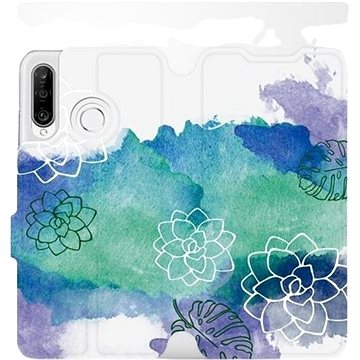Flipové pouzdro na mobil Huawei P30 Lite - MG11S Vodovkové květy (5903226897667)
