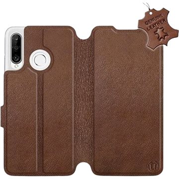 Flip pouzdro na mobil Huawei P30 Lite - Hnědé - kožené - Brown Leather (5903226897810)