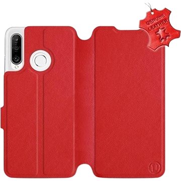 Flip pouzdro na mobil Huawei P30 Lite - Červené - kožené - Red Leather (5903226897827)