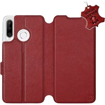 Flip pouzdro na mobil Huawei P30 Lite - Tmavě červené - kožené - Dark Red Leather (5903226897834)