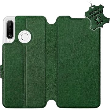 Flip pouzdro na mobil Huawei P30 Lite - Zelené - kožené - Green Leather (5903226897858)