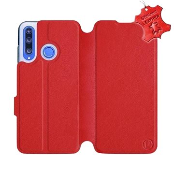 Flip pouzdro na mobil Honor 20 Lite - Červené - kožené - Red Leather (5903226899678)