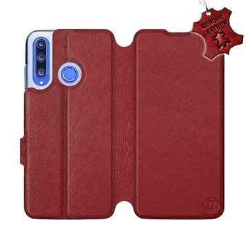 Flip pouzdro na mobil Honor 20 Lite - Tmavě červené - kožené - Dark Red Leather (5903226899685)