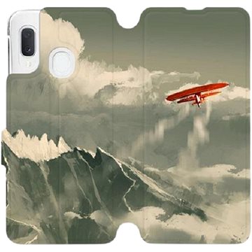 Flipové pouzdro na mobil Samsung Galaxy A20e - MA03P Oranžové letadlo v horách (5903226907502)