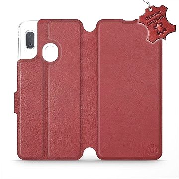 Flip pouzdro na mobil Samsung Galaxy A20e - Tmavě červené - kožené - Dark Red Leather (5903226908264)