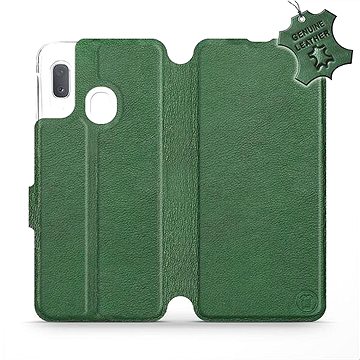 Flip pouzdro na mobil Samsung Galaxy A20e - Zelené - kožené - Green Leather (5903226908288)