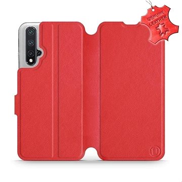 Flip pouzdro na mobil Honor 20 - Červené - kožené - Red Leather (5903226919185)