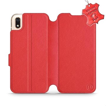 Flip pouzdro na mobil Huawei Y5 2019 - Červené - kožené - Red Leather (5903226920617)