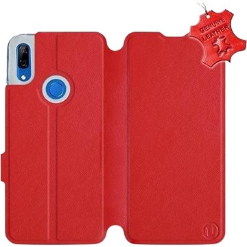 Flip pouzdro na mobil Huawei P Smart Z - Červené - kožené - Red Leather (5903226940790)