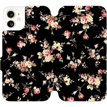 Flipové pouzdro na mobil Apple iPhone 11 - VD02S Květy na černé (5903226976003)