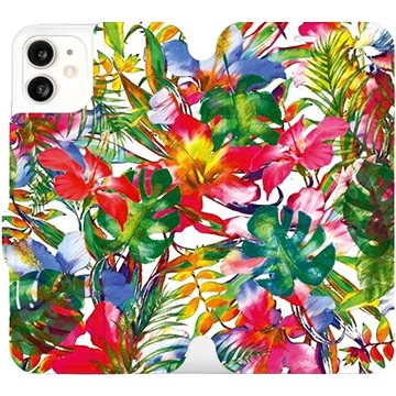 Flipové pouzdro na mobil Apple iPhone 11 - MG07S Pestrobarevné květy a listy (5903226976157)