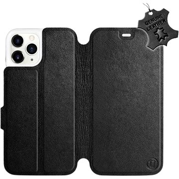 Flip pouzdro na mobil Apple iPhone 11 Pro - Černé - kožené - Black Leather (5903226977772)