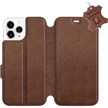 Flip pouzdro na mobil Apple iPhone 11 Pro - Hnědé - kožené - Brown Leather (5903226977789)
