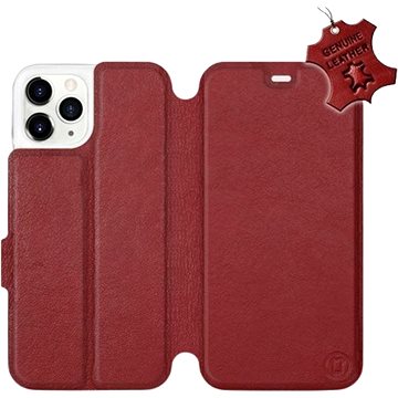 Flip pouzdro na mobil Apple iPhone 11 Pro - Tmavě červené - kožené - Dark Red Leather (5903226977802)