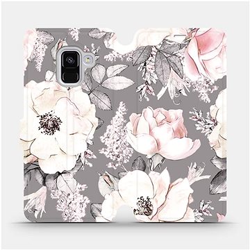 Flipové pouzdro na mobil Samsung Galaxy A8 2018 - MX06S Květy na šedém pozadí (5903516020836)