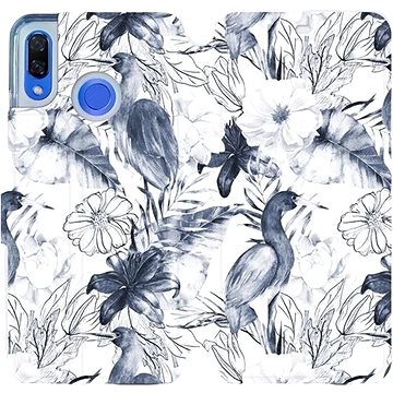 Flipové pouzdro na mobil Huawei Nova 3 - MX09S Modravé květy (5903516030361)