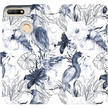 Flipové pouzdro na mobil Huawei Y6 Prime 2018 - MX09S Modravé květy (5903516030675)