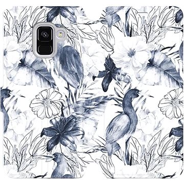 Flipové pouzdro na mobil Samsung Galaxy A8 2018 - MX09S Modravé květy (5903516031900)