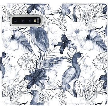 Flipové pouzdro na mobil Samsung Galaxy S10 Plus - MX09S Modravé květy (5903516032006)
