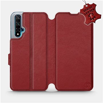 Flip pouzdro na mobil Huawei Nova 5T - Tmavě červené - kožené - Dark Red Leather (5903516056828)