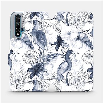 Flipové pouzdro na mobil Huawei Nova 5T - MX09S Modravé květy (5903516057160)