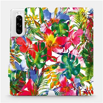 Flipové pouzdro na mobil Sony Xperia 5 - MG07S Pestrobarevné květy a listy (5903516058174)