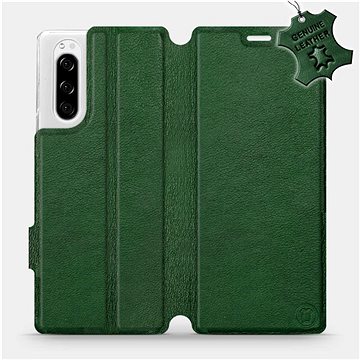 Flip pouzdro na mobil Sony Xperia 5 - Zelené - kožené - Green Leather (5903516058372)