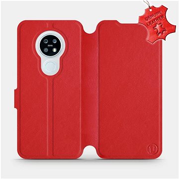 Flip pouzdro na mobil Nokia 6.2 - Červené - kožené - Red Leather (5903516068784)