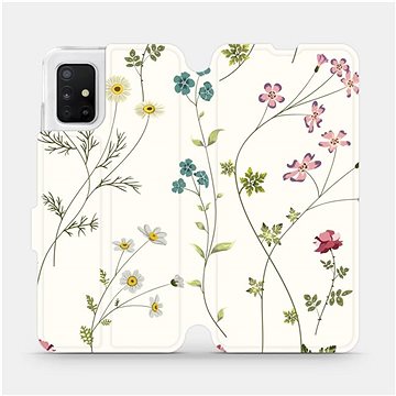 Flipové pouzdro na mobil Samsung Galaxy A51 - MD03S Tenké rostlinky s květy (5903516122073)
