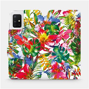 Flipové pouzdro na mobil Samsung Galaxy A51 - MG07S Pestrobarevné květy a listy (5903516122479)