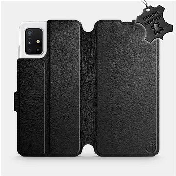 Flip pouzdro na mobil Samsung Galaxy A51 - Černé - kožené - Black Leather (5903516122622)