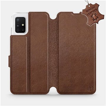 Flip pouzdro na mobil Samsung Galaxy A51 - Hnědé - kožené - Brown Leather (5903516122639)