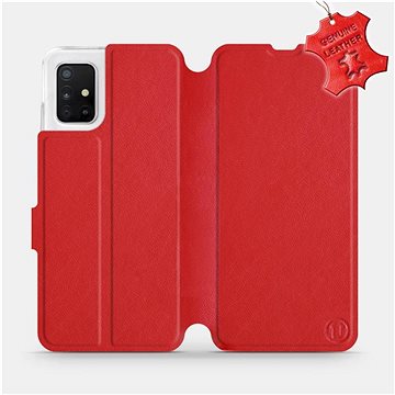 Flip pouzdro na mobil Samsung Galaxy A51 - Červené - kožené - Red Leather (5903516122646)