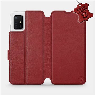 Flip pouzdro na mobil Samsung Galaxy A51 - Tmavě červené - kožené - Dark Red Leather (5903516122653)