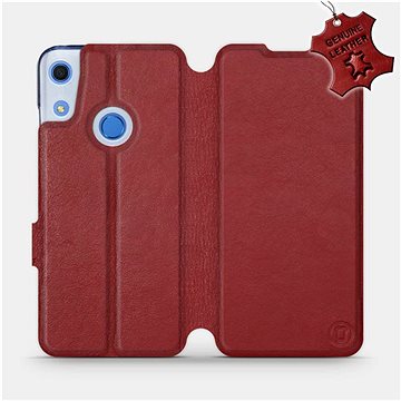Flip pouzdro na mobil Huawei Y6S - Tmavě červené - kožené - Dark Red Leather (5903516124169)