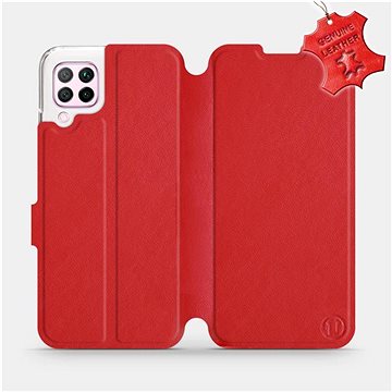 Flip pouzdro na mobil Huawei P40 Lite - Červené - kožené - Red Leather (5903516138906)
