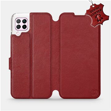 Flip pouzdro na mobil Huawei P40 Lite - Tmavě červené - kožené - Dark Red Leather (5903516138913)