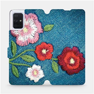 Flipové pouzdro na mobil Samsung Galaxy A71 - MD05P Džínové květy (5903516147403)