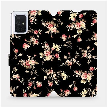 Flipové pouzdro na mobil Samsung Galaxy A71 - VD02S Květy na černé (5903516147649)
