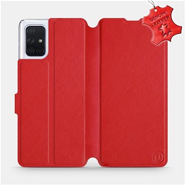 Flip pouzdro na mobil Samsung Galaxy A71 - Červené - kožené - Red Leather (5903516147960)