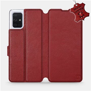 Flip pouzdro na mobil Samsung Galaxy A71 - Tmavě červené - kožené - Dark Red Leather (5903516147977)