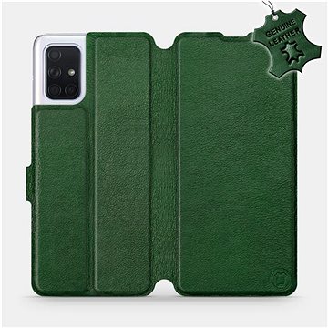 Flip pouzdro na mobil Samsung Galaxy A71 - Zelené - kožené - Green Leather (5903516147991)