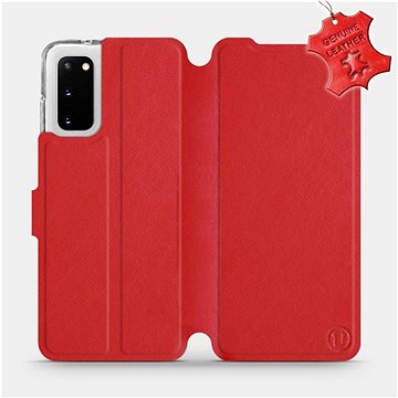 Flip pouzdro na mobil Samsung Galaxy S20 - Červené - kožené - Red Leather (5903516169542)