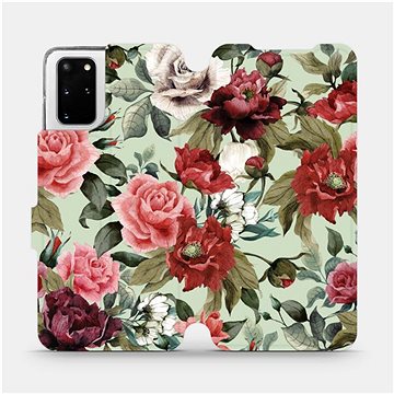 Flipové pouzdro na mobil Samsung Galaxy S20 Plus - MD06P Růže a květy na světle zeleném pozadí (5903516170500)