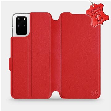 Flip pouzdro na mobil Samsung Galaxy S20 Plus - Červené - kožené - Red Leather (5903516171057)