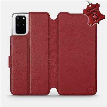 Flip pouzdro na mobil Samsung Galaxy S20 Plus - Tmavě červené - kožené - Dark Red Leather (5903516171064)